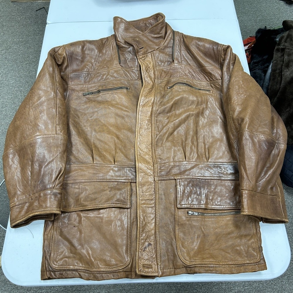 Alias Leather Field Jacket Mens XL Brown Vera Pelle Italian Distressed Utility